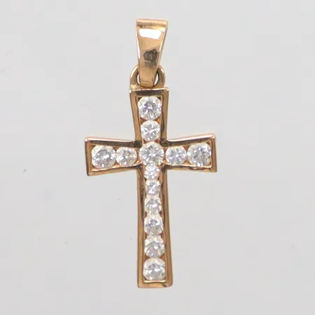 Hänge kors med diamanter 13st totalt ca. 0,85ct enligt kvitto, 18K Vikt: 2,9 g