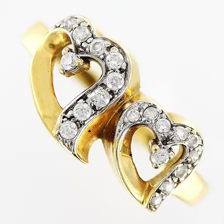 Ring med stenar stl:17½, bredd 10mm, 18K Vikt: 3,8 g