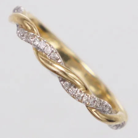 Ring diamanter 20 x ca0,005ct Guldfynd stl:16½, bredd 2-2,8mm, 18K Vikt: 2,2 g