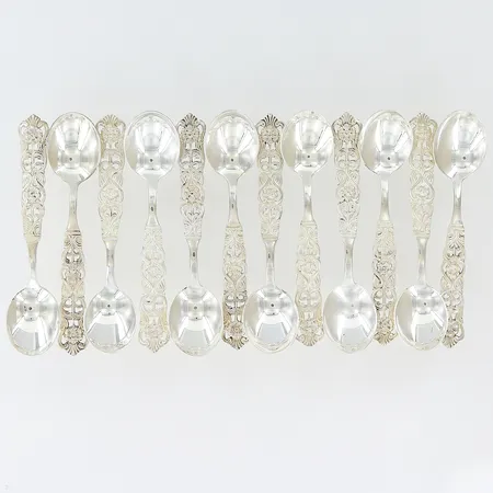 12 kaffeskedar 10cm, GAB, silver 830/1000. Vikt: 128,5 g