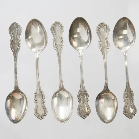 6 Skedar modell Olga, längd ca 12cm, finska stämplar, 830/1000 silver Vikt: 77,7g Vikt: 77,7 g