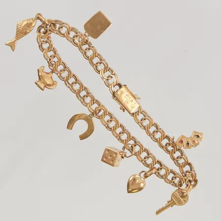 Armband Bismarck 18,5cm bredd 5mm berlocker 18K 16,2g.