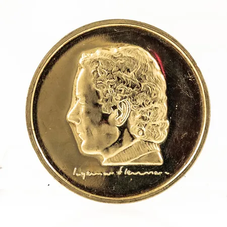 Svenska Skidförbundets Jubileumsmynt 2500 kr 1908 - 1983 Motiv Ingemar Stenmark Ø 33mm 18K 15,0g. 