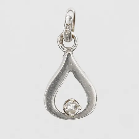 Hänge med diamant 1xca0,03ct åttkantslipad, längd 17mm, bredd 8mm, vitguld, 18K Vikt: 1,1 g
