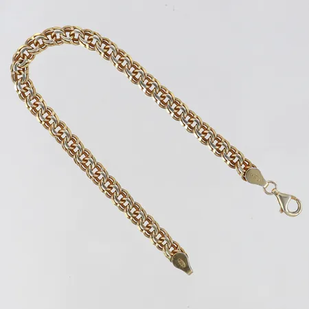 Armband Bismarck längd 19cm bredd 5,5mm, sliten förgyllning, silver 925/1000  Vikt: 9,2 g