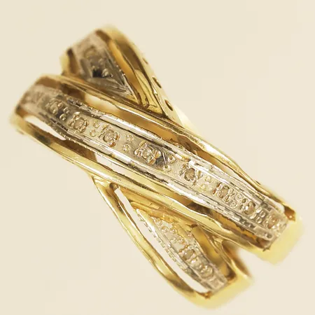 Ring med diamanter 15xca0,01ct stl:18¼, bredd 10mm 14K Vikt: 3,9 g