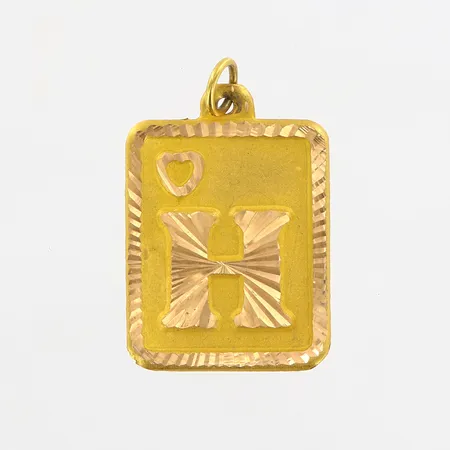 Hänge bokstav H 25x15mm, vassa kanter, 14K Vikt: 0,9 g