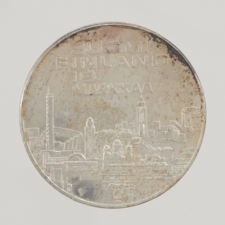 Jubileumsmynt 10 Markka 1971, 35mm etui, Finland 500/1000 Silver 24,2g.