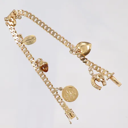 Armband pansar med berlocker, 20cm, bredd 4mm, 18K Vikt: 14,3 g