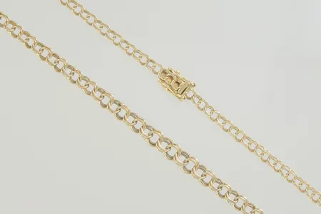 Halskedja bismark längd 42,5 cm bredd 3-4 mm, 18K Vikt: 8,2 g