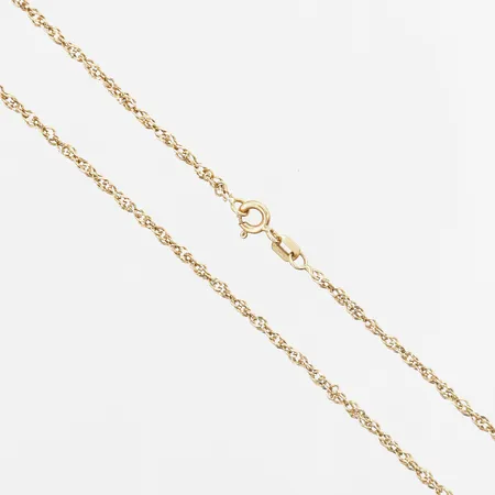 Kedja Singapore, längd ca 50cm, bredd 2mm, 18K guld. Vikt: 4,1 g