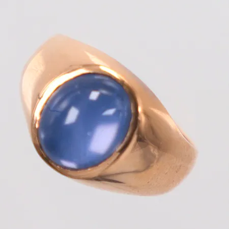 Ring med blå sten stl:20mm, 14k ostämplad brutto Vikt: 10,8 g