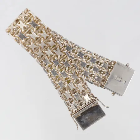 Armband X-länk med stav längd 19,5cm bredd 21mm Silver 925/1000.  Vikt: 65,9 g