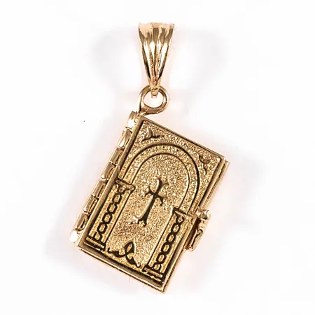Hänge Koranen öppningsbar med bläddringsbara sidor 11x23mm 14K 3,7g. 