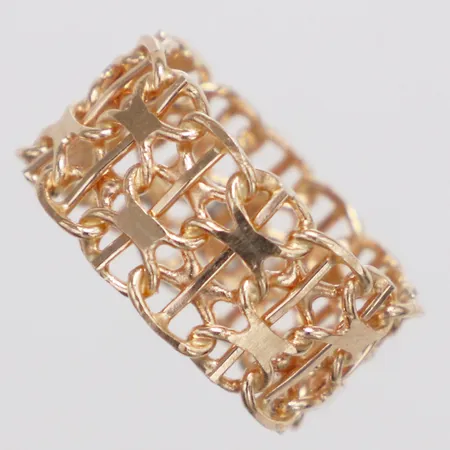 Ring X-länk stl:16, bredd 9,6mm, 18K Vikt: 4,2 g