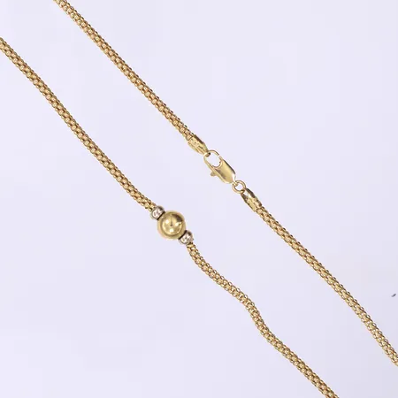 Halscollier längd 42cm bredd 2-7mm italienska stämplar 18K Vikt: 8,4 g