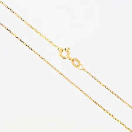 Kedja Venezia Guldfynd längd 37,5cm bredd 1mm skeva länkbitar 18K.  Vikt: 2,1 g
