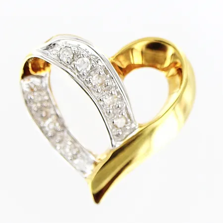 Hänge hjärta diamanter 8 x ca 0,01ct, Guldfynd, längd 16mm, bredd 16mm, 18K Vikt: 1,8 g
