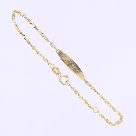 Armband Singapore med namnbricka längd 16cm bredd 1-5mm gravyr 14K Vikt: 1,1 g
