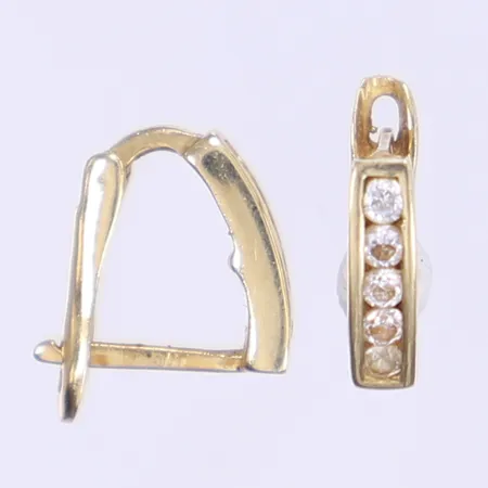 Ett par örhängen med vita stenar längd 10mm bredd 2mm 14K Vikt: 1,3 g