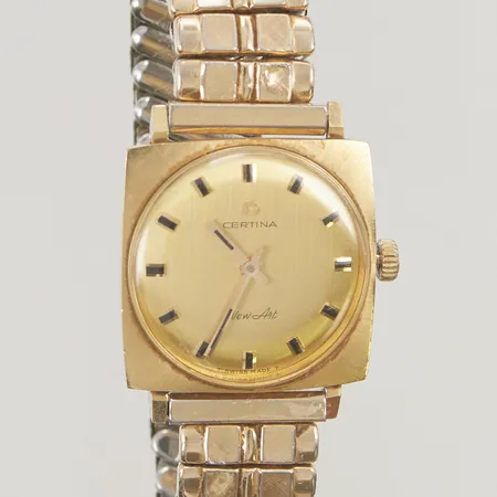 Herrur Certina New Art 18K 27mm, manuell, flexband i doublé, box.