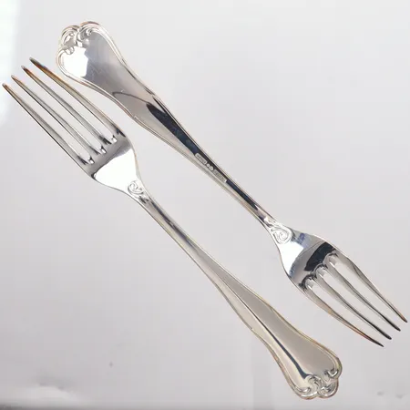 6 Bordsgafflar modell Symfoni, längd 17cm, silver 830/1000 Vikt: 196,7 g