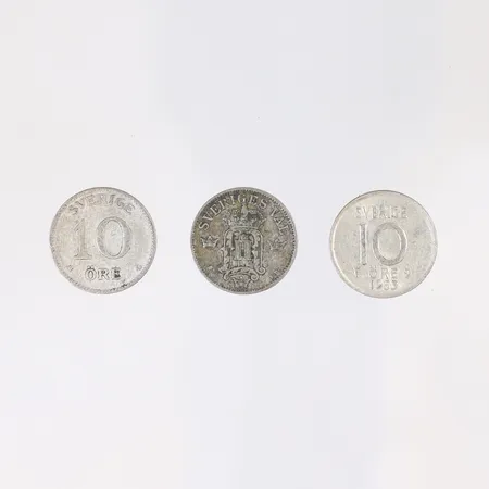 3st silvermynt "10 öre", Sverige, 1901-1953, 400/1000 silver Vikt: 4,3 g