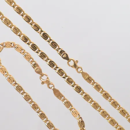 Set Collier längd 45,5cm, bredd 4,3mm, armband längd 18 cm, bredd 4,3mm, 18K Vikt: 18,9 g