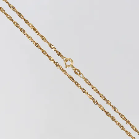 Kedja Singapore längd 42cm bredd 2mm slitage 18K. Vikt: 3,2 g