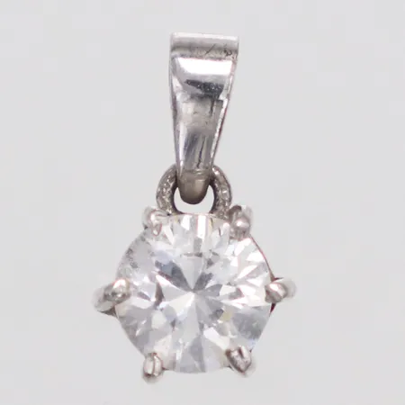 Hänge vit sten längd 12mm, 925/1000 silver Vikt: 1 g