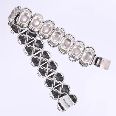 Armband svenska stämplar 1954 längd 16cm bredd 16mm silver 830/1000 Vikt: 28,8 g