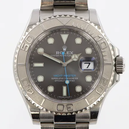 Herrur Rolex Yacht-Master 41mm,  stål, automatisk, datumfönster, länkens innermått 18cm, referensnummer: 116622, Serienummer: 4C313391, caliber: 3135, verknummer:OJ946548, boettnummer:2180, certifikat från Bergströms Ur Malmö 2016, bok, box Vikt: 0 g