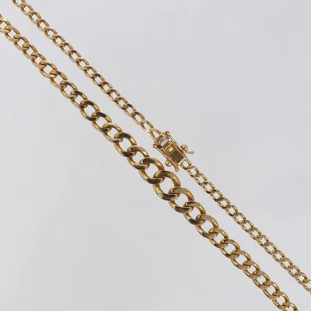 Kedja Pansar doserad längd 8,5cm bredd 3,3-8,5mm 18K.  Vikt: 23,8 g