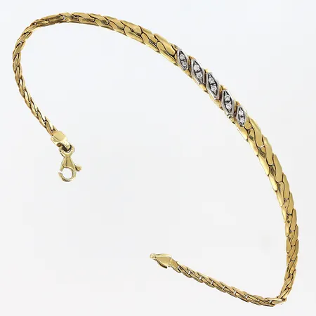 Armband med stenar längd 18,5cm, vitguld, bredd ca 2,5mm, 14K Vikt: 4,3 g