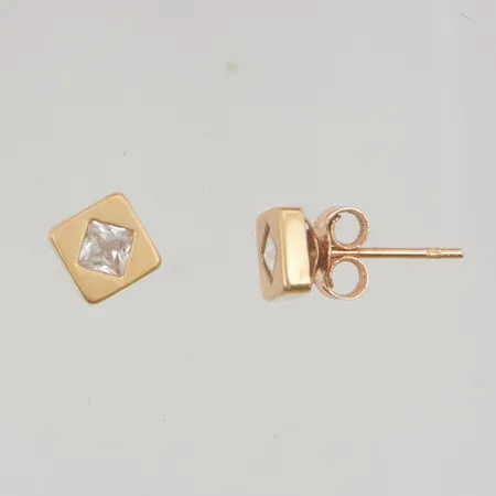 Örhängen 5mm vita stenar, 18K 0,7g.