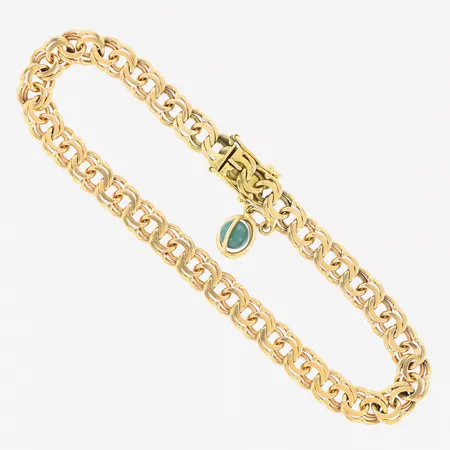 Armband Bismarck med berlock längd 19cm bredd 6mm 18K.  Vikt: 14,4 g