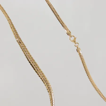 Kedja manglad Pansar 41,5cm, bredd 3-5,4mm, ihålig, skadad länk, hål, italienska stämplar, 18K, Vikt: 6,8 g