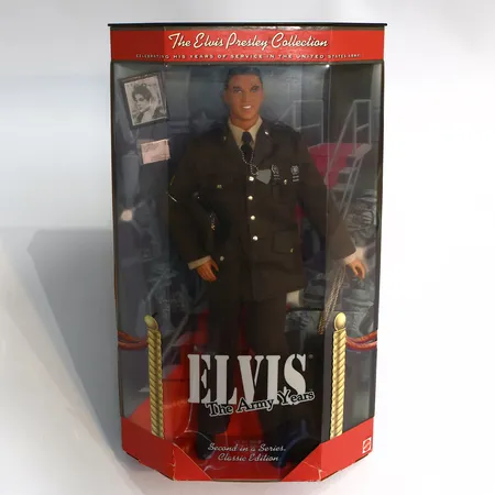 Samlardocka Elvis Presley "Elis The Army Years" Mattel 1990-tal i originalkartong, höjd ca:35cm Skickas med paket.