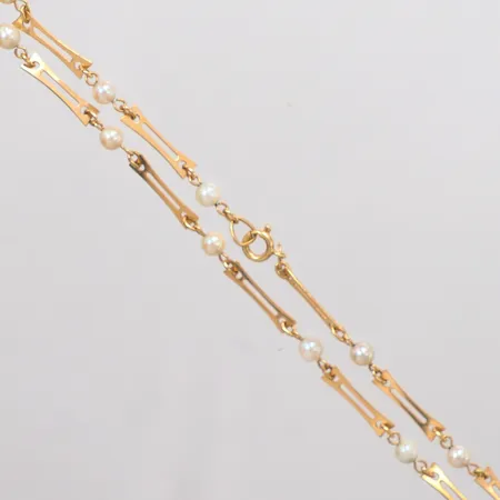 Collier odlade pärlor Ø4,3mm längd 42cm, ojämn slutlänk 18k brutto Vikt: 8,3 g