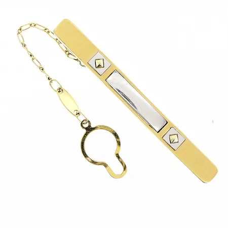 Slipsklämma vit/gulguld mått 6x59mm, 18K.  Vikt: 9,2 g