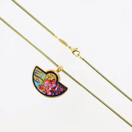 Collier med hänge Frey Wille, Hommage à Claude Monet, längd: 45cm, stål, förgyllning