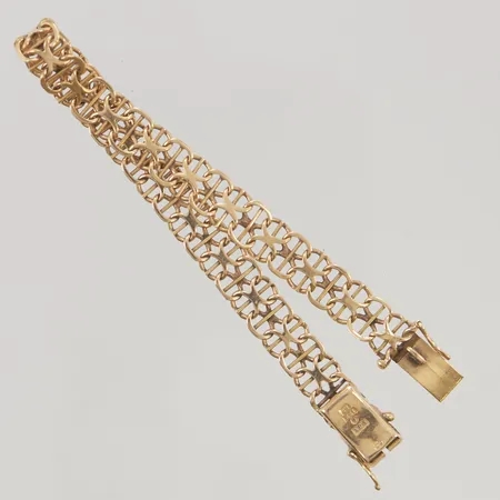 Armband x-länk med stav 18,2cm bredd 8mm 18K 11,5g.