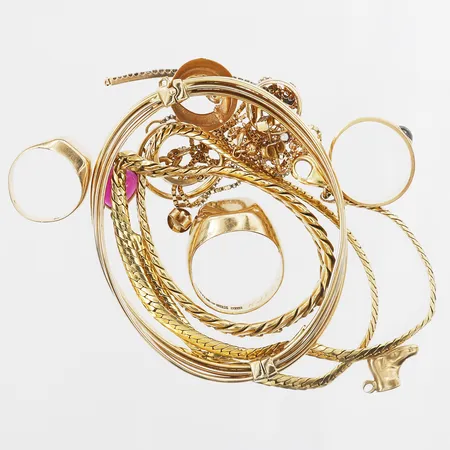 Diverse guld med stenar, defekt, 18K Vikt: 50,8 g