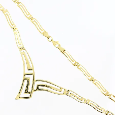 Collier längd 46cm, bredd 4-11mm, 18K  Vikt: 12,8 g