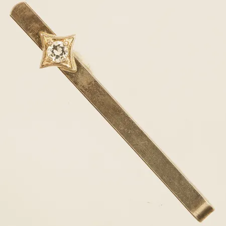 Slipsnål med vit sten längd 55mm bredd 4,1-9,6mm 925/1000 silver Vikt: 5,1 g