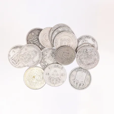 15 stycken 25 öringar, silver 600/1000 Vikt: 32,3 g