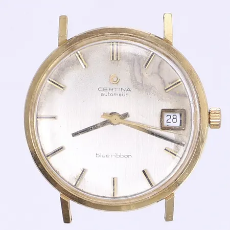 Herrur Certina Ø34mm, quartz, datum, defekt, fuktskadad, 14K i boett