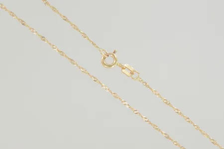 Halskedja singapor längd 42 cm, 18K 1,3 gr Vikt: 1,3 g