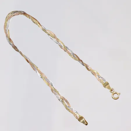 Armband Tricolor, längd 19,5cm, bredd 4mm, GHA, 18K Vikt: 2,3 g