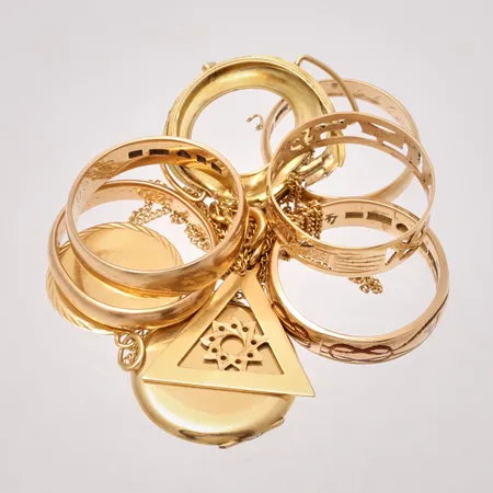 Diverse defekt guld, 18K, 31,68g.